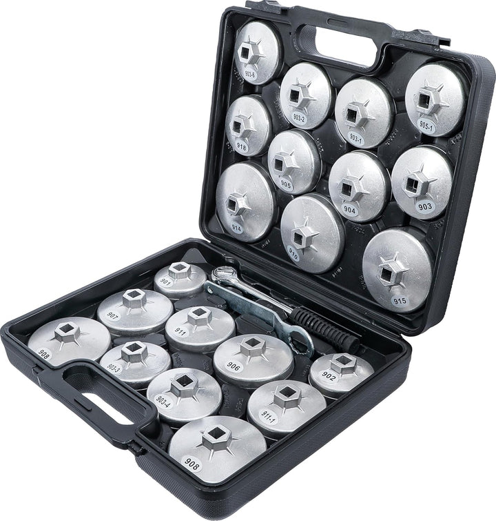 BGS Diy 1035 | Ölfilterschlüssel-Satz | Aluminium-Druckguss | 12,5 mm (1/2") | 23-tlg. Satz | 23-tlg