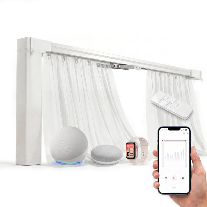 Quoya QL600 Smartes Elektrisches Vorhangschienensystem - Motorisiert, Anpassbare Länge (bis zu 7m),