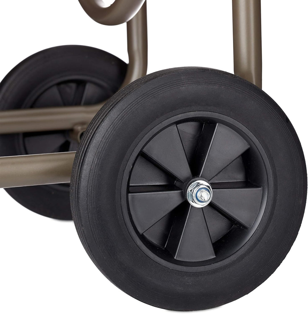 Relaxdays Schlauchwagen XL, fahrbare Schlauchtrommel, Metall, für 60m Schlauch, 4 Räder, mit Kurbel,