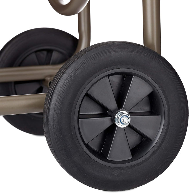 Relaxdays Schlauchwagen XL, fahrbare Schlauchtrommel, Metall, für 60m Schlauch, 4 Räder, mit Kurbel,