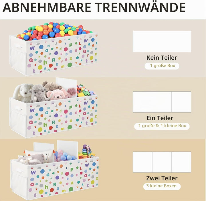 Spielzeugkiste Aufbewahrungsbox mit Deckel Kinder 96 x 32 x 40 cm, Faltbare und Platzsparend für Kin