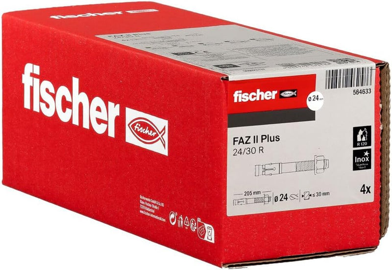 fischer Bolzenanker FAZ II Plus 24/30 R, Schwerlastanker aus Edelstahl mit hoher Tragfähigkeit, Anke