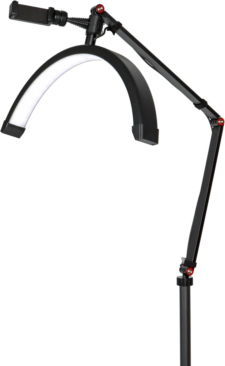 Halbmond-Bodenfülllicht 20W LED Beauty Licht dimmbar 360° drehbar Telefonhalter Stativ HD-M2X Black