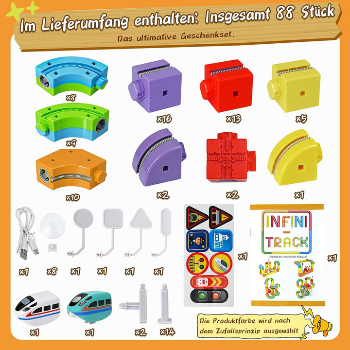 Cubix 3D Zug Set - Cube Track elektrische Kindereisenbahn mit Magic Rail System, STEM Spielzeugzug f