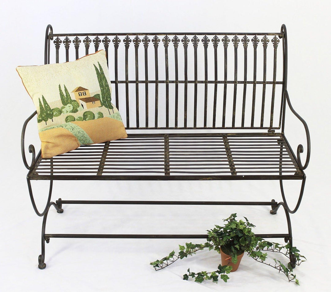 DanDiBo Gartenbank Metall Braun Wetterfest 2-Sitzer Finca 102 cm Bank Garten Sitzbank Eisen