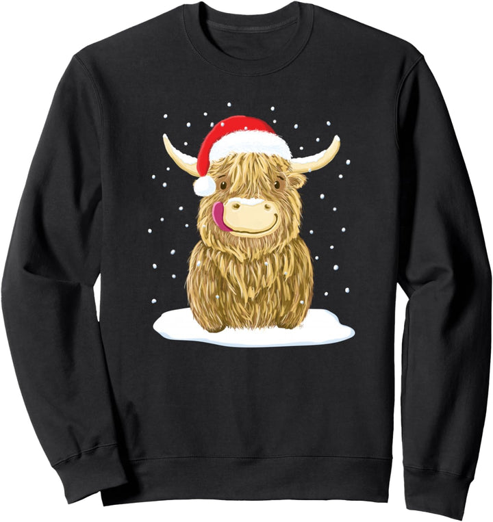 Schottische Hochlandkuh Weihnachtsschnee Sweatshirt