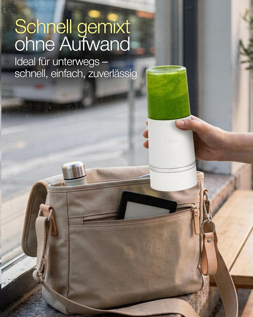 Wilfa SWIFT Akku-Mixer I 300ml Tritan-Behälter BPA-frei I zerkleinert Obst, Gemüse, Gefrorenes & Eis