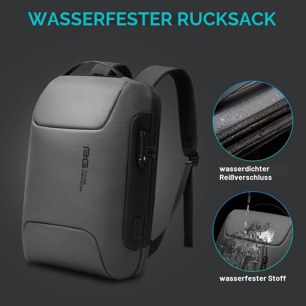 BANGE Anti-Diebstahl-Rucksack mit USB-Ladeanschluss, leichter Business-Rucksack für Damen und Herren