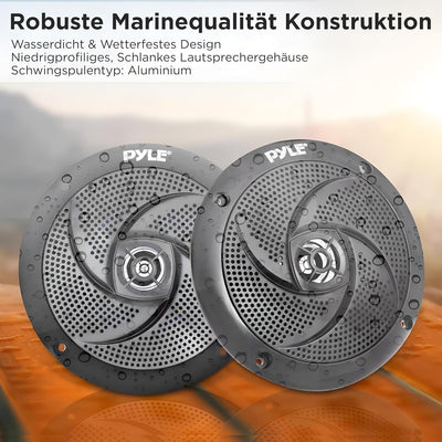 Pyle Marine Speakers - 5.25 Inch Low Profile Slim Style Waterproof Wakeboard Tower and Weather Resis