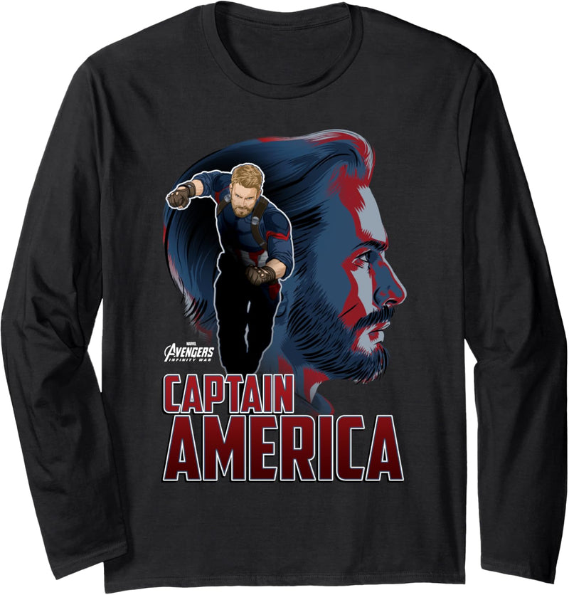 Marvel Infinity War Captain America Profile Langarmshirt