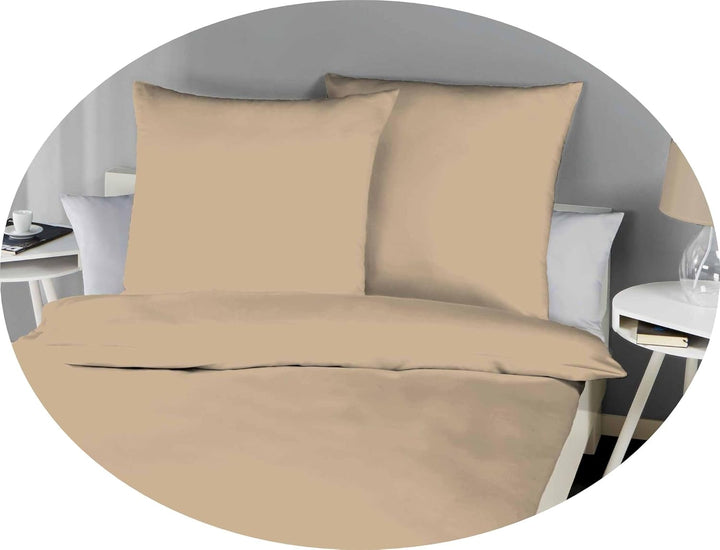 Kaeppel Biber Bettwäsche Uni Gelb Sand Lind Hellblau Terra Weiss Rot Anthrazit Leinen Silber Einfarb