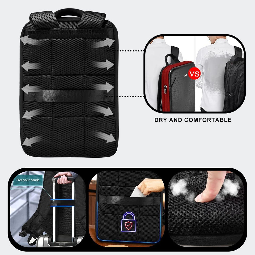 ZINZ Schlanker Laptop Rucksack 15,6 Zoll mit Variabler Kapazität, Diebstahlsicherer Business Tagesru