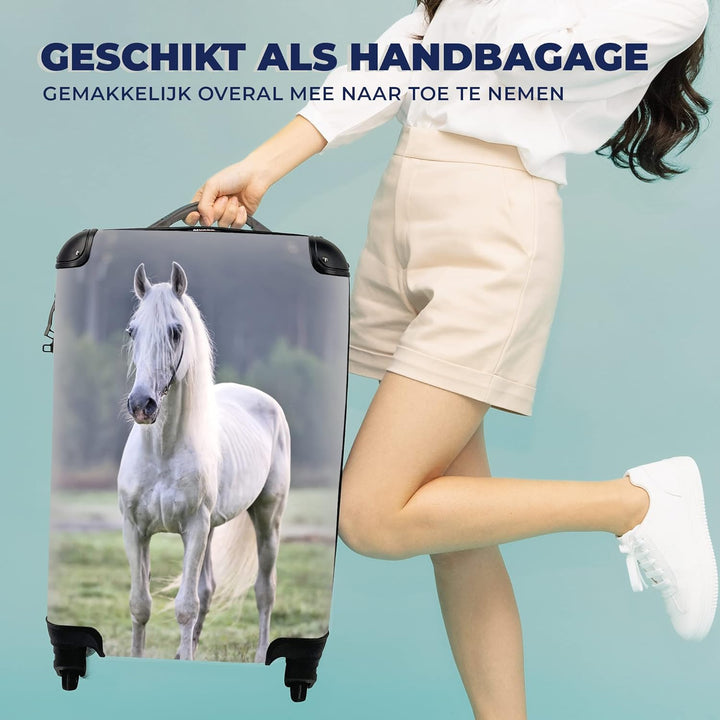 MuchoWow© Koffer Handgepäck Trolley Rollkoffer Kleine Reisekoffer mit 4 Rollen - Pferd - Licht - Mor