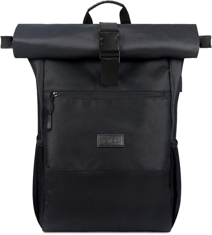 RJEU Laptop Rucksack für 17 Zoll,Rolltop Rucksack Herren Damen,Laptoptasche mit USB-Ladebuchse für S