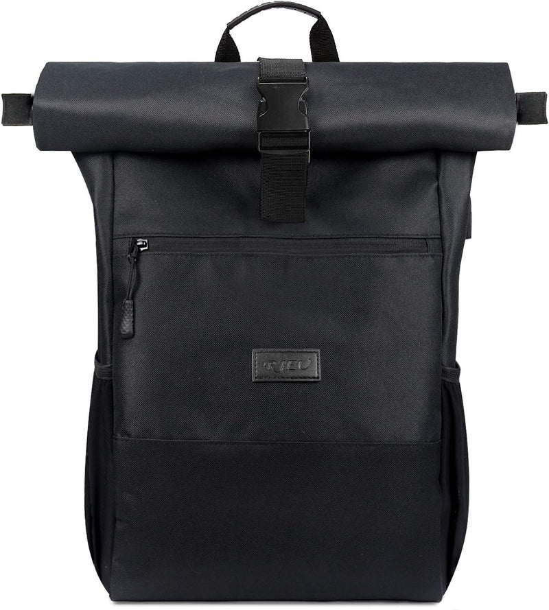 RJEU Laptop Rucksack für 17 Zoll,Rolltop Rucksack Herren Damen,Laptoptasche mit USB-Ladebuchse für S