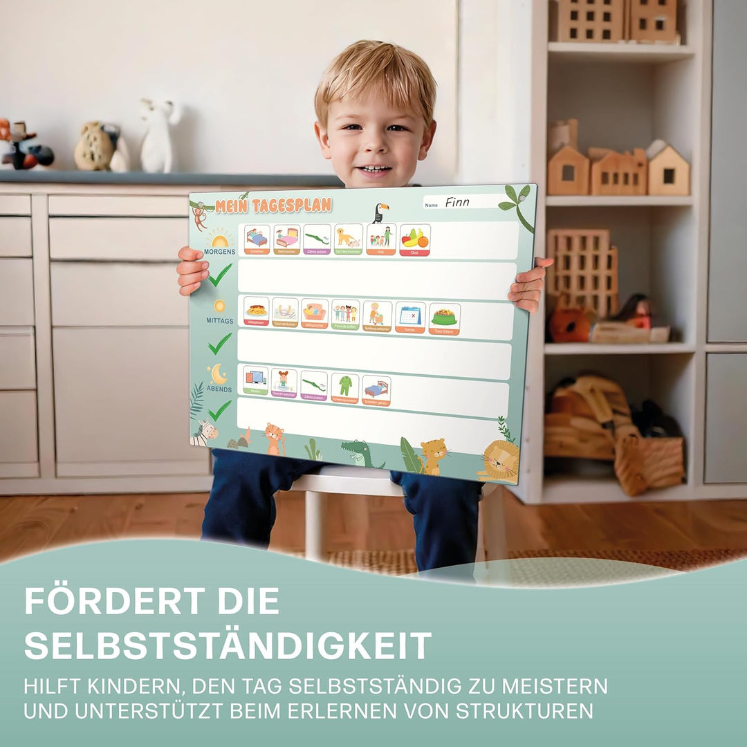 Mini Mindz® Tagesplaner Kinder - Montessori Magnettafel im niedlichen Design inkl. 160 Magnete & Sti