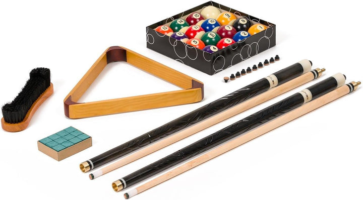 Stradivari Billard Equipment Set | Queue Set mit Kugeln, Dreieck, Kreide, Bürste und 10 Ersatzleder