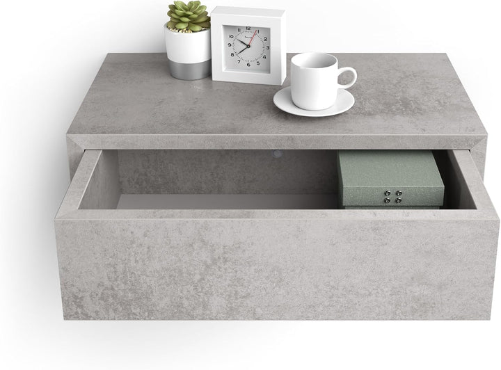 MOBILI FIVER, Riccardo Nachttisch, Grauer Beton, Made In Italy, Grauer Beton