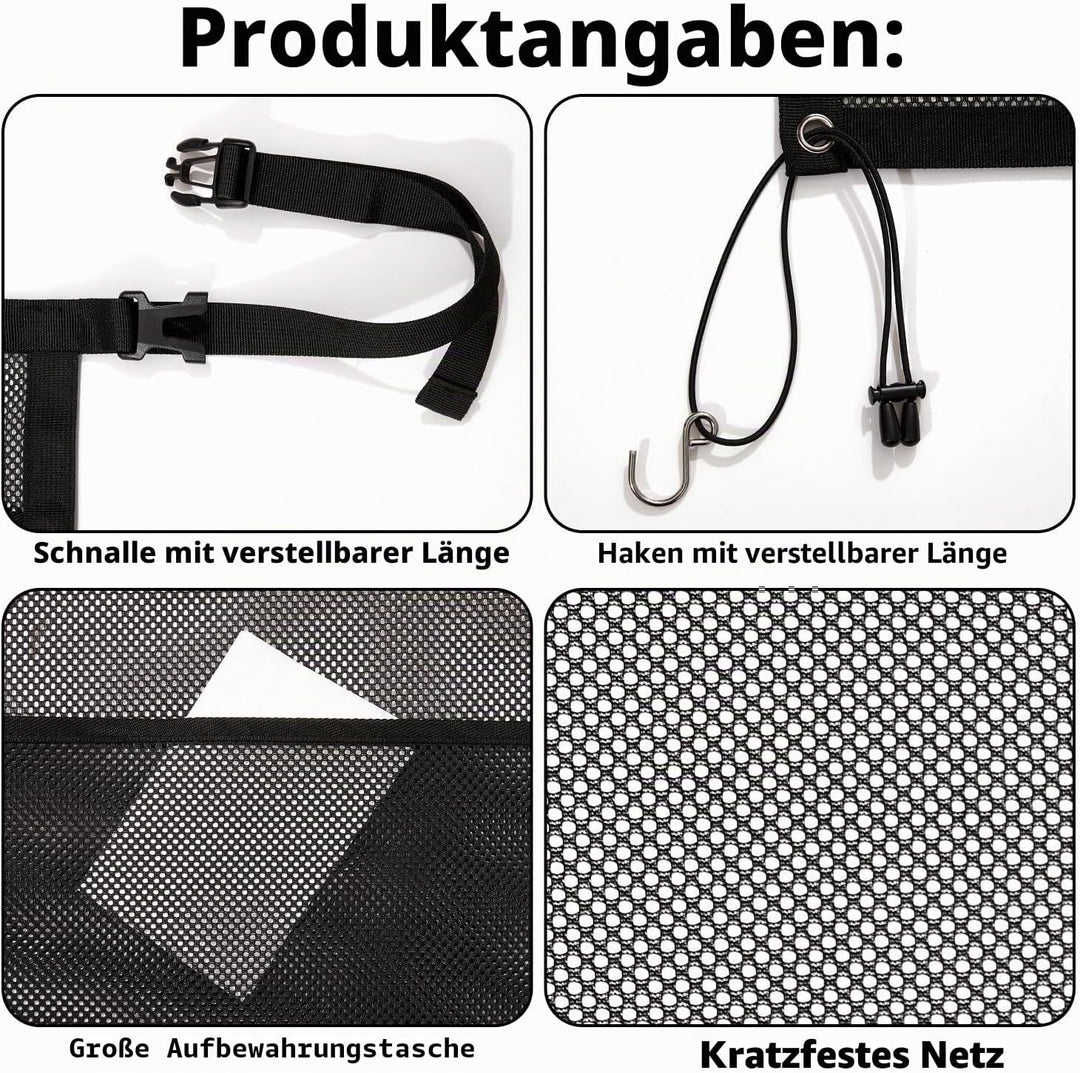Hundegitter Auto, Hund Auto Rückbank, Hundeschutz Auto Rückbank mit Storage Compartment, Sicherheits