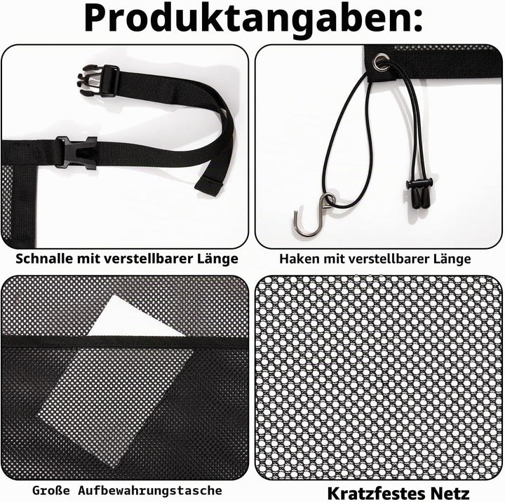 Hundegitter Auto, Hund Auto Rückbank, Hundeschutz Auto Rückbank mit Storage Compartment, Sicherheits