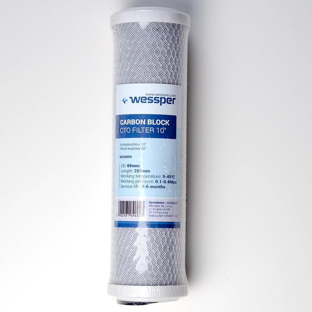 10x Wessper 10" Aktivkohle Filter für Umkehrosmose, Kokos Filterkartusche, Wasserspeiseleitung & Par