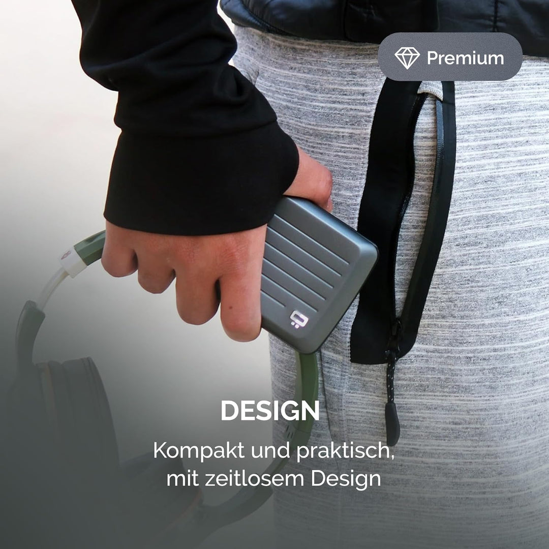 OGON Aluminium Geldbörse Smart Case V2 - Einfache Lagerung - Metallverschluss - Kartenetui mit RFID-