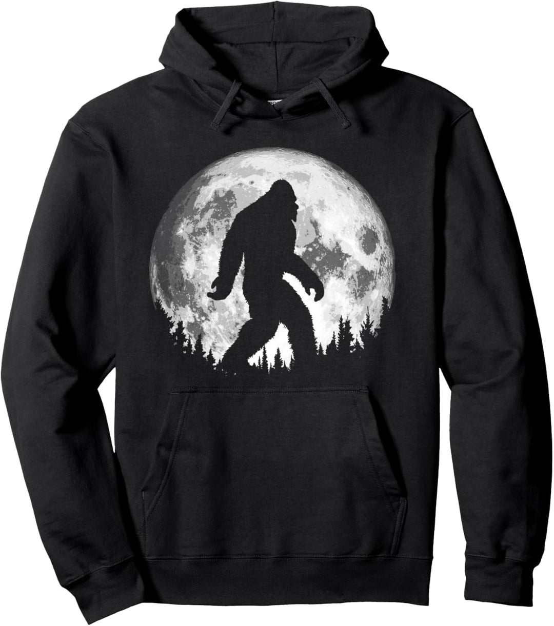 Bigfoot Night Stroll! Cool Full Moon & Trees Sasquatch Pullover Hoodie