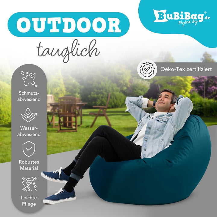BuBiBag 2in1 Sitzsack L - XXL mit Füllung für Kinder &amp; Erwachsene, Gaming Beanbag &amp; Bodenkissen für