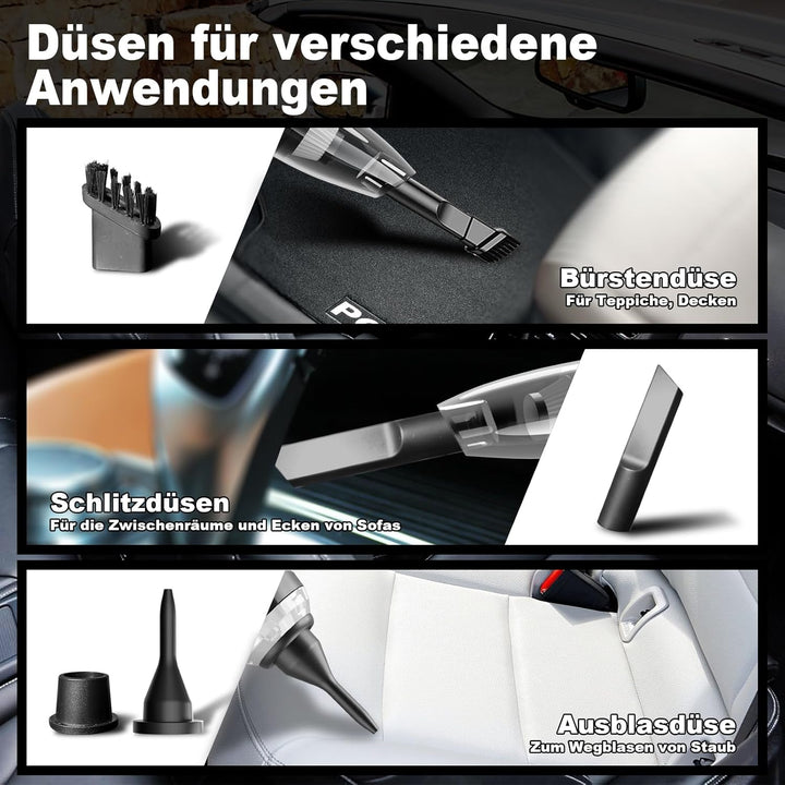 Jingyunali Tragbarer Handstaubsauger - Kabelloser Staubsauger mit 8000PA Saugkraft für Autos, Haus,