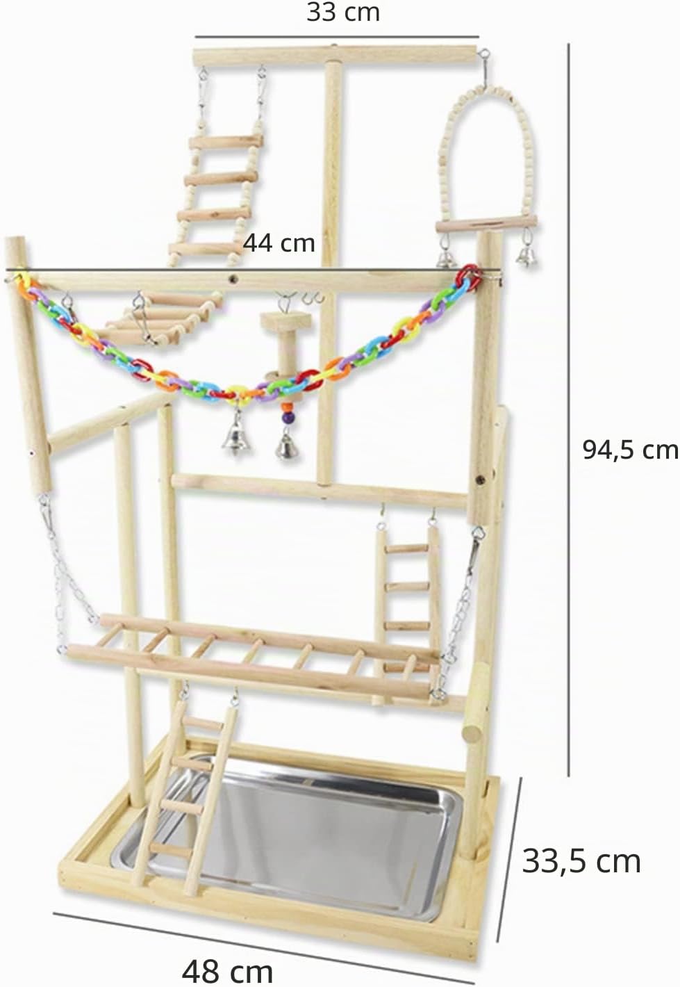 Joyeee Papageien-Spielplatz, grosser Papageien-Ständer mit Edelstahl-Futterbechern für Papageien, Ho