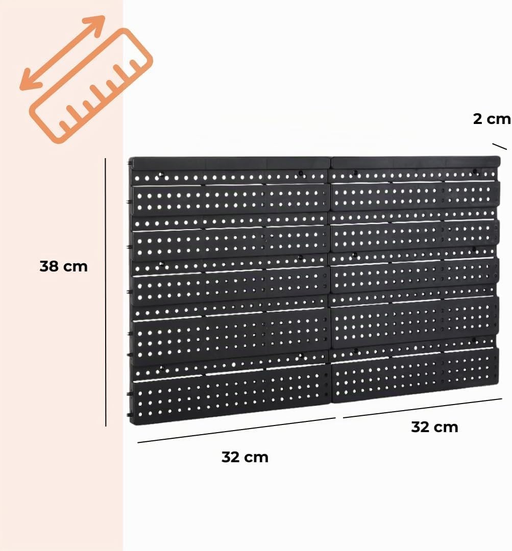 ORDER Werkstatt Wandregal-Set, 30 Stapelboxen in Rot/Schwarz, Hängeorganizer mit Sortierboxen, 64x2x
