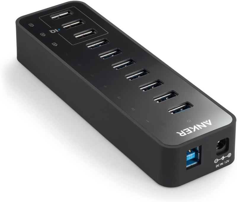 Anker 60W 7-Port USB 3.0 Datenhub mit 3 PowerIQ Ladeports kompatibel mit iPhone, iPad, Samsung, Moto