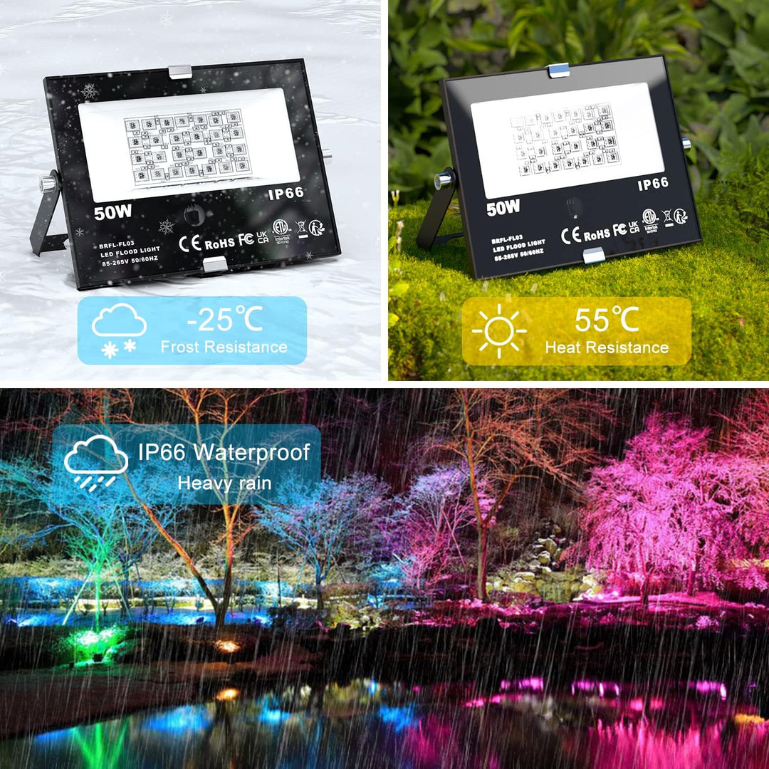 ChangM RGB LED Strahler Fluter Aussen Mit Fernbedienung Objektbeleuchtung 2er Pack 50W LED Fluter Fl