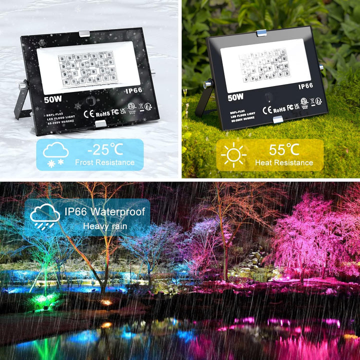ChangM RGB LED Strahler Fluter Aussen Mit Fernbedienung Objektbeleuchtung 2er Pack 50W LED Fluter Fl