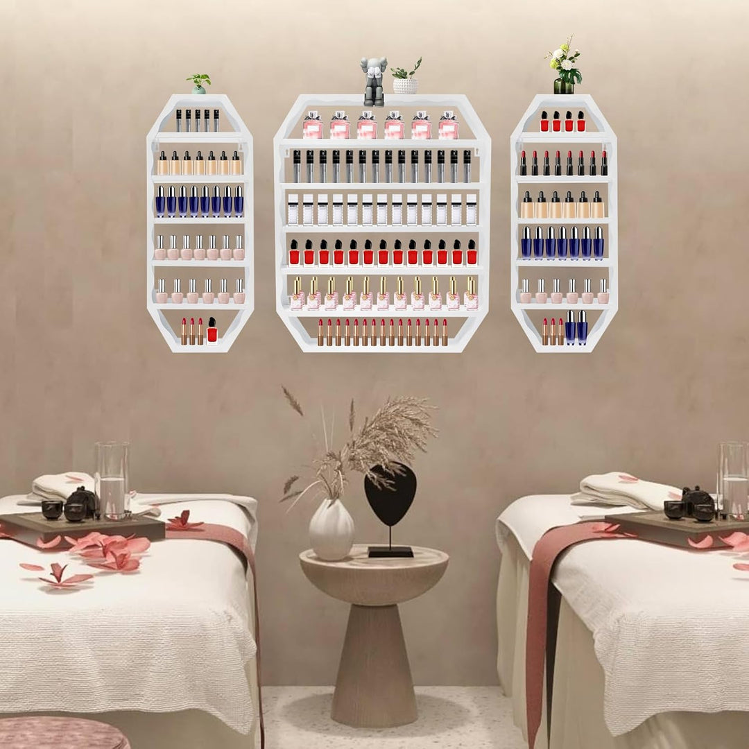 6 Etagen Nagellackregal, Metall Nagellack Wandregal 3er Set Platzsparendes Display, Wandmontage Aufb