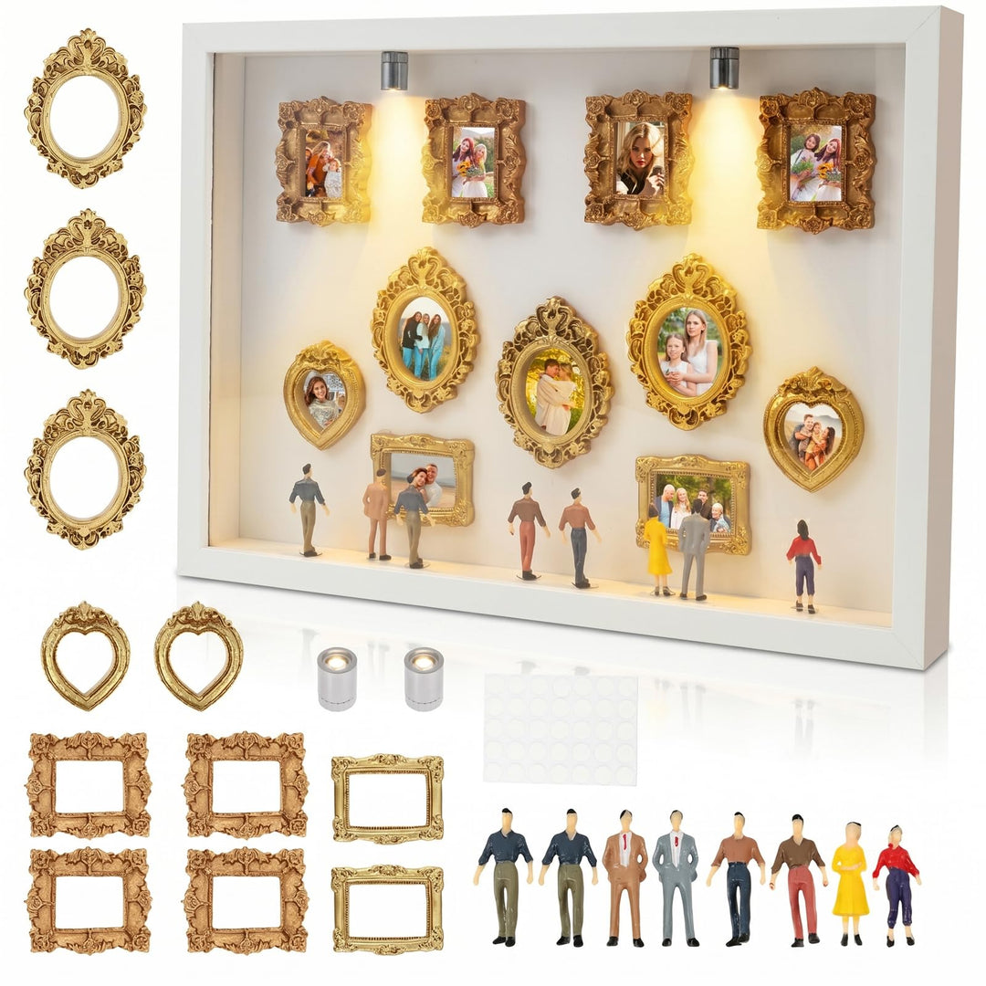 DIY Mini Museum Silhouette Box mit Vintage Mini Bilderrahmen Gold & Figuren,Figuren Menschen Museum