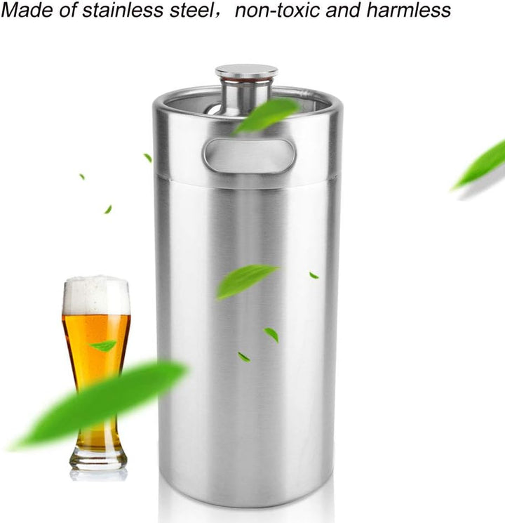 Mini-Bierfass aus Edelstahl, 4 l, mit Spiraldeckel, tragbares Bierfass für Zuhause, Hotel-Zubehör