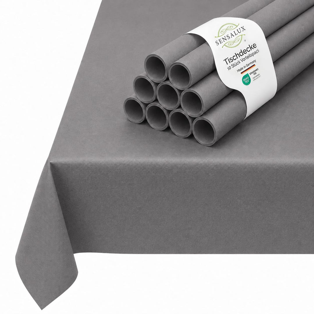 Sensalux Tischdecke, abwaschbar, Vorteilspack, 10 Stück, 1m x 2,5m, Grau 1m x 2,5m Grau, 1m x 2,5m G