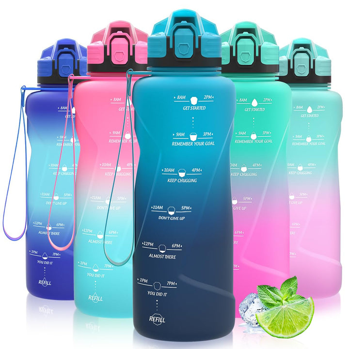 Sport Trinkflasche 2l, 1,5l, 1l, 700ml, 500ml Trinkflasche Kinder Auslaufsicher, Motivierende Wasser