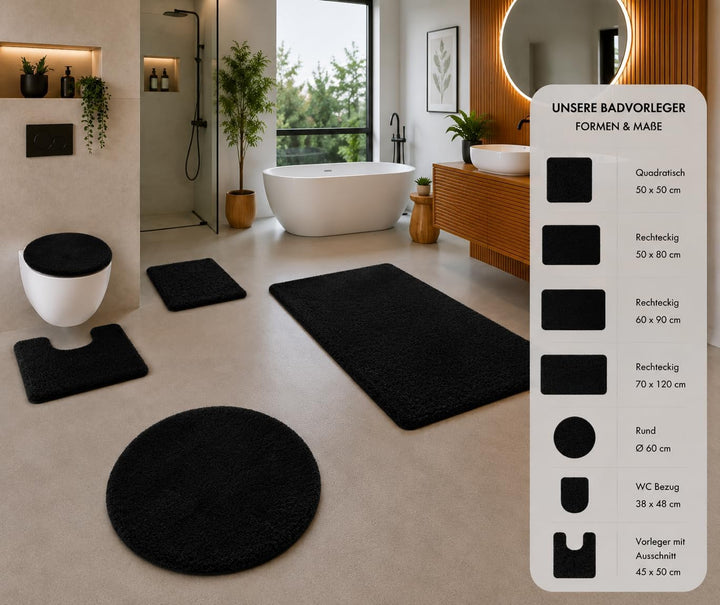 Brandsseller Badematte 70x120 cm Badezimmerteppich Badvorleger Badeteppich Schwarz