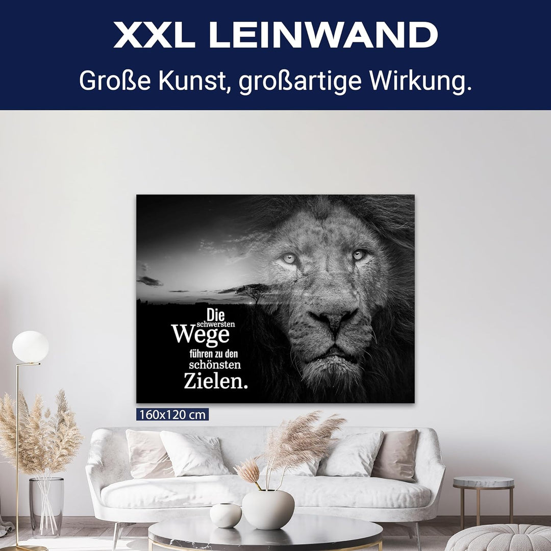 wandmotiv24 Leinwandbild Motivation, 80x60cm, Querformat, Die schönsten Ziele, Deko, Bilder auf Lein