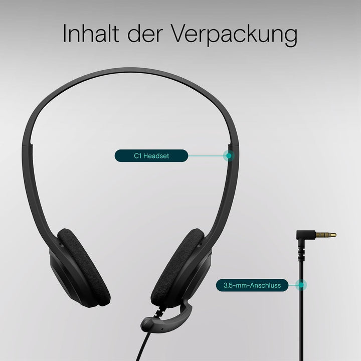 EPOS C1 Vielseitiges Business- Headset mit Mikrofon, Universellem 3,5-mm-Klinkenstecker, Breite Gerä