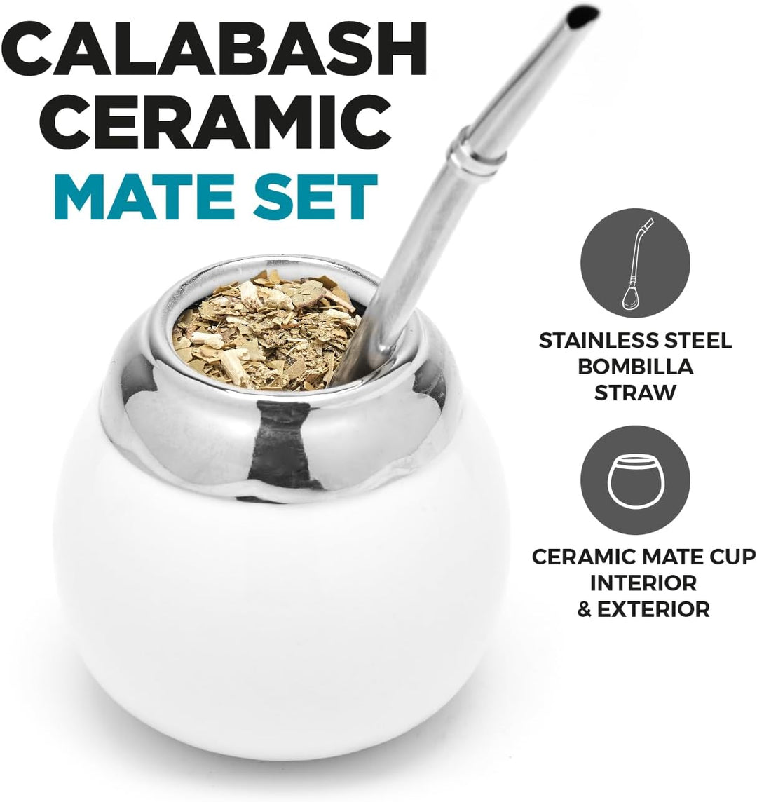 balibetov Keramik Yerba Mate Tee Set (Mate Becher - 200 ml) | Inklusive 1 Bombilla (Strohhalm) für M