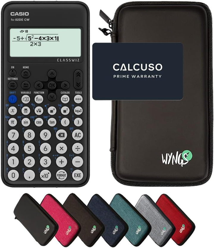 CALCUSO Sparpaket: Casio FX-82DE CW ClassWiz technisch-wissenschaftlicher Schulrechner + WYNGS Schut
