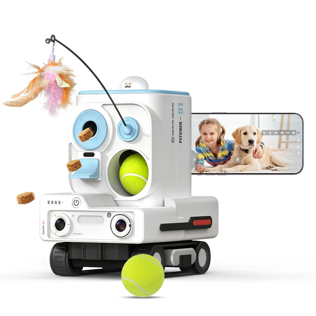 Pmate Haustier Begleiter Roboter mit 2-Wege-Audio & Nachtsicht Haustier Kamera mit KI-Pet-Tracking H