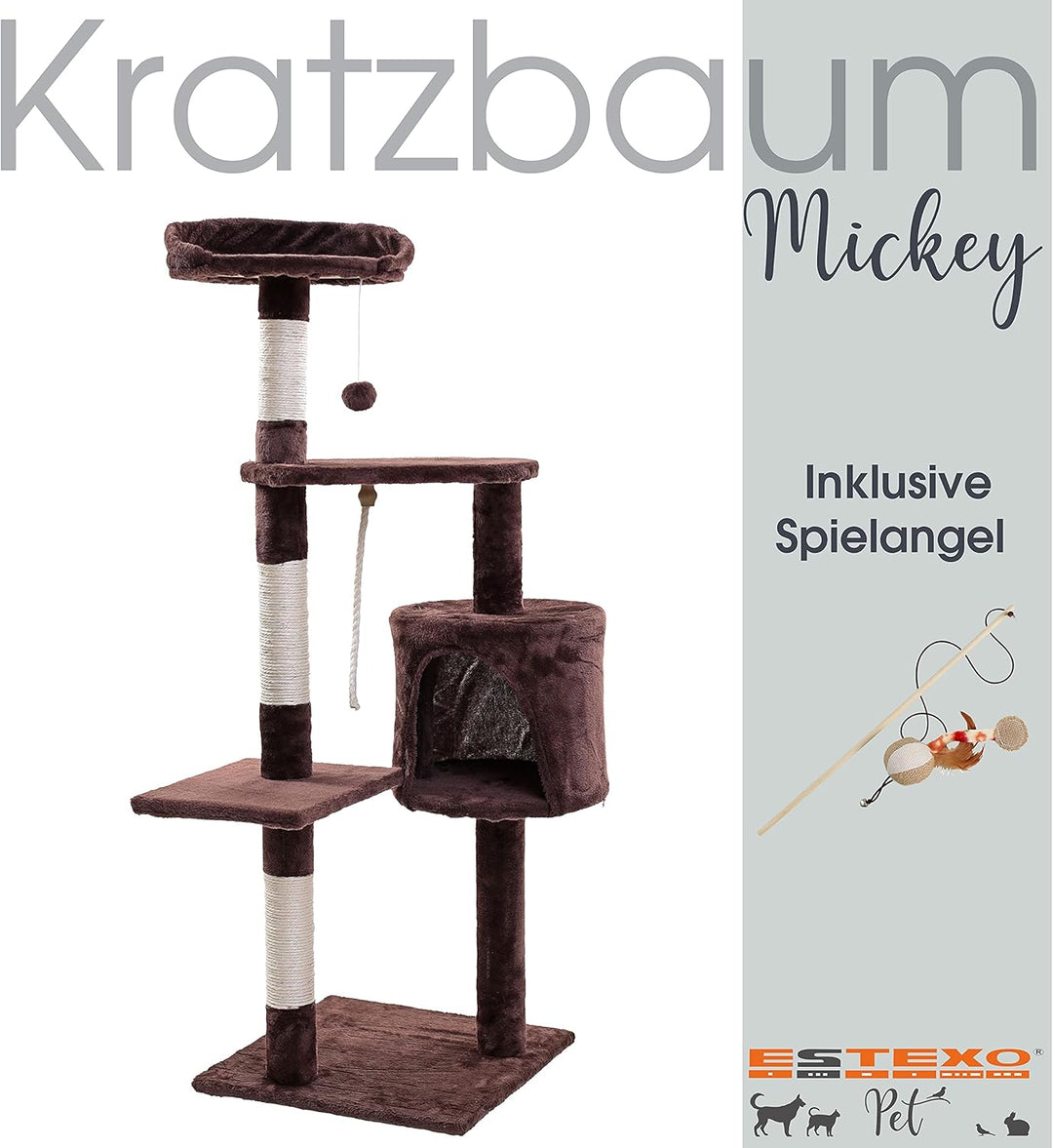 ESTEXO Katzenkratzbaum Kratzbaum Katzenbaum 112 cm Spielbaum XL Kletterbaum für Katzen Kratzmöbel Sp