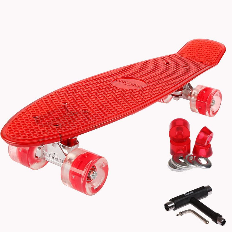 FunTomia Kinder Skateboard Cruiserboard Miniboard 57cm mit oder ohne LED Leuchtrollen Alu Truck Mach