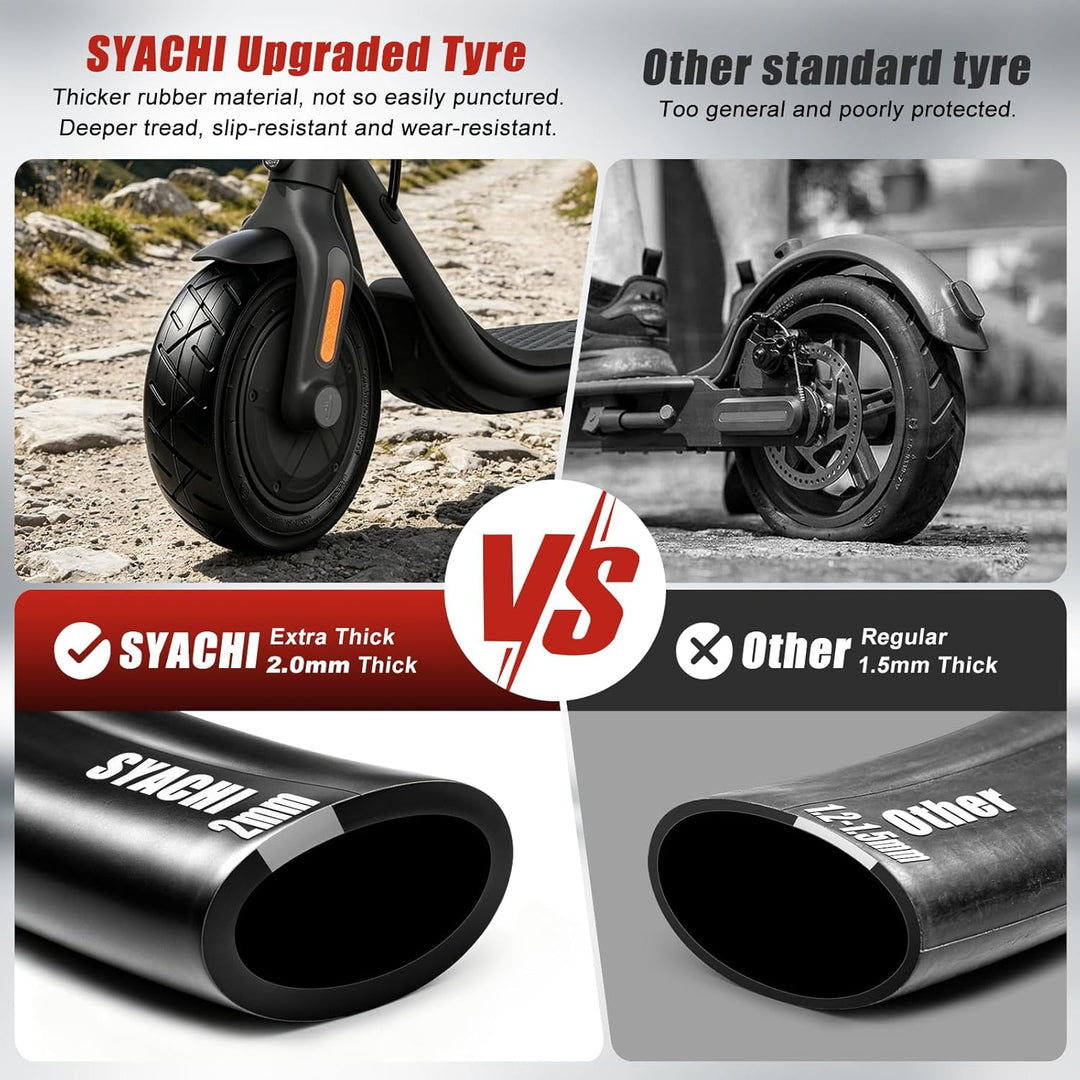 SYACHI 10x2.125 Schlauch- und Reifenset für Elektroroller, robuster 10x2.125 Reifen und 30% dickerer