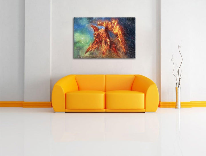 Pixxprint Feuriger Adler als Leinwandbild/Grösse: 100x70 cm/Wandbild/Kunstdruck/fertig bespannt, 100