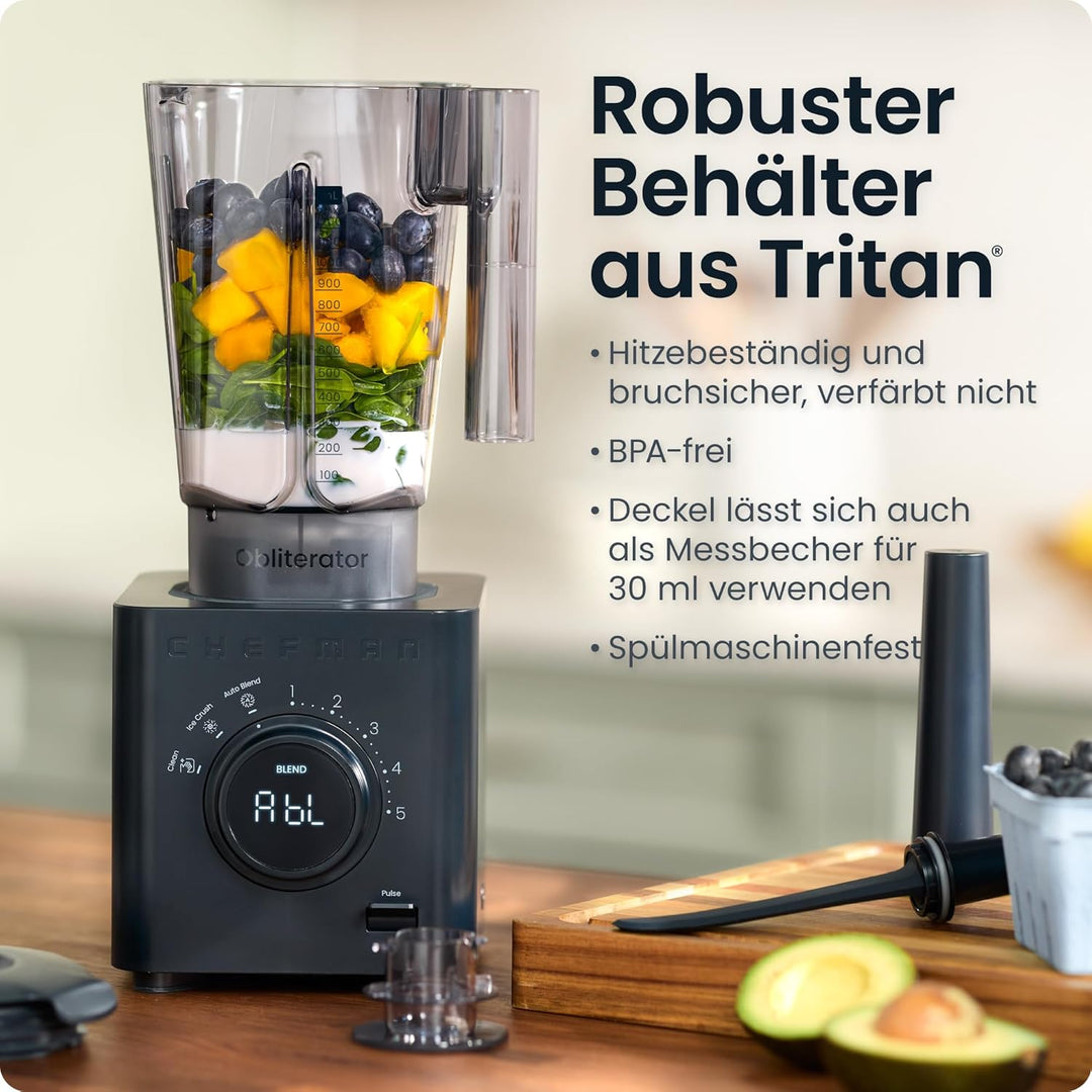 Chefman Obliterator 1.2L Standmixer für Smoothies, 1380W Motor zum Zerkleinern von Eis, Nüssen und g